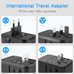 محول سفر عالمي بقوة 45 وات مع شحن سريع USB وType-C PD