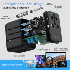 20 Watt Universal Travel Adapter with USB & Type-C PD Fast Charging