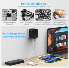 65 Watt Universal Travel Adapter with USB & Type-C PD Fast Charging