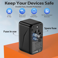 120 Watt Universal Travel Adapter with USB & Type-C PD Fast Charging