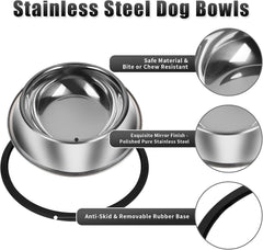 PCA-12 Stainless Steel Pet Bowls with Non-Slip Base