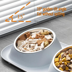 PCA-10 Pet Stainless Steel Food and Water Bowl Set with Non-Slip Base