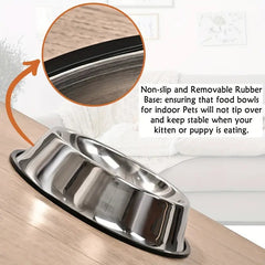 PCA-12 Stainless Steel Pet Bowls with Non-Slip Base