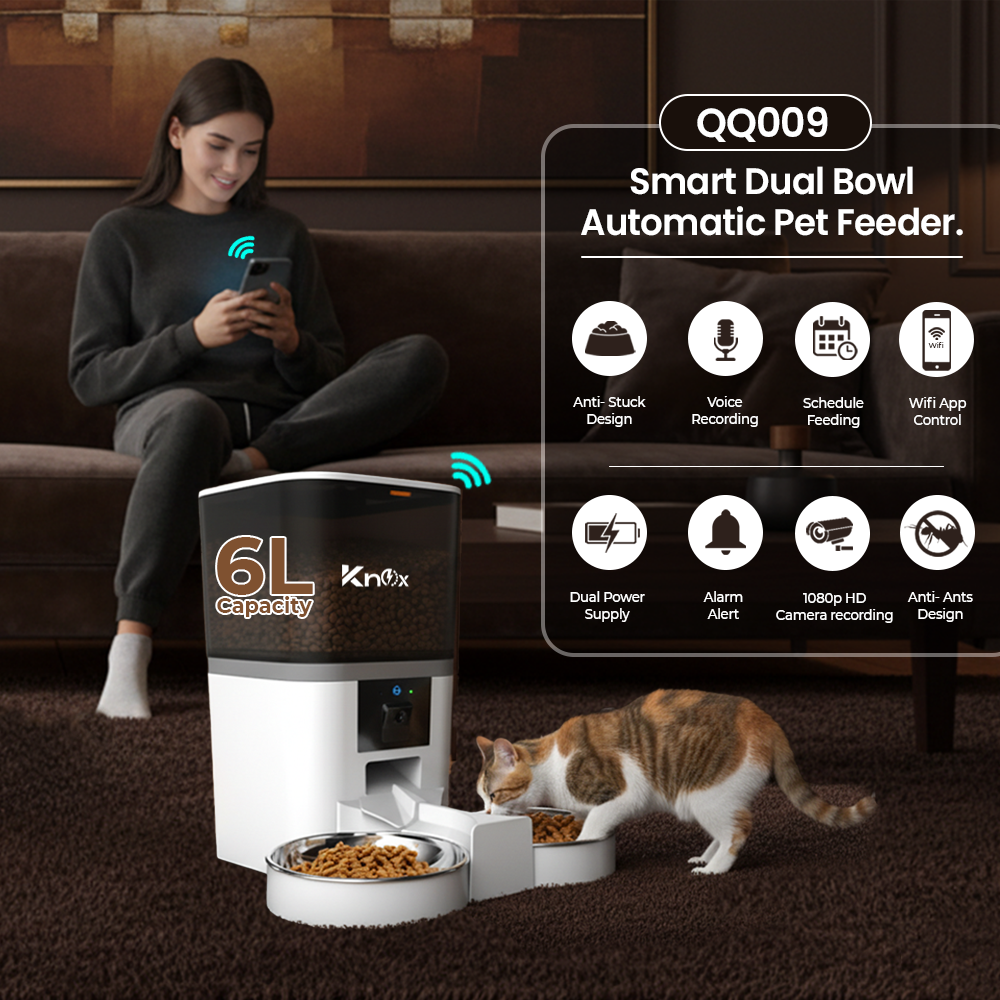 QQ009 Smart Dual Bowl Automatic Pet Feeder 6L