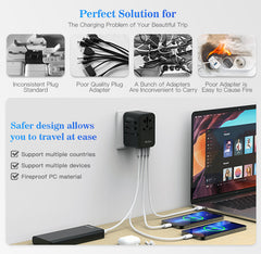 45 Watt Universal Travel Adapter with USB & Type-C PD Fast Charging