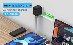65 Watt Universal Travel Adapter with USB & Type-C PD Fast Charging