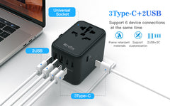 65 Watt Universal Travel Adapter with USB & Type-C PD Fast Charging