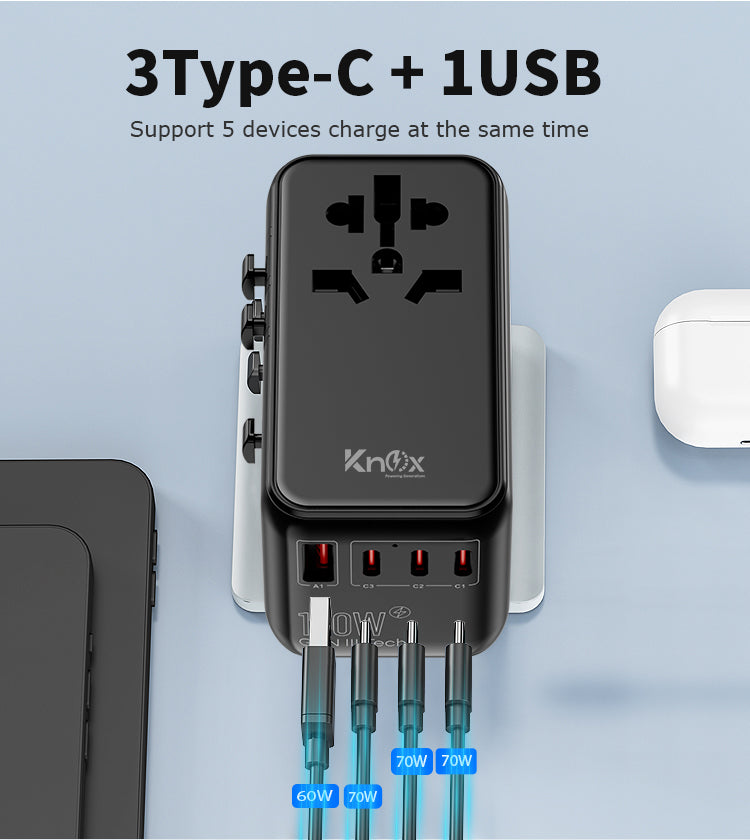 120 Watt Universal Travel Adapter with USB & Type-C PD Fast Charging