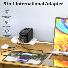 120 Watt Universal Travel Adapter with USB & Type-C PD Fast Charging