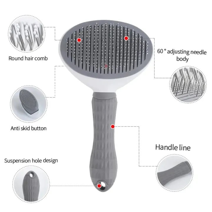 PCA-08 Pet Self-Cleaning Brush, Shedding & Grooming Tool for Loose Hair